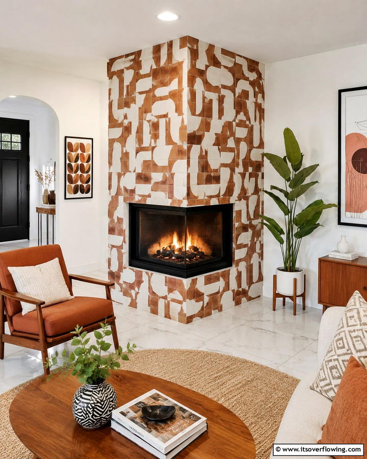 Corner Gas Fireplace with Tile Surround - 25 Cozy Corner Gas Fireplace Ideas for Your Home