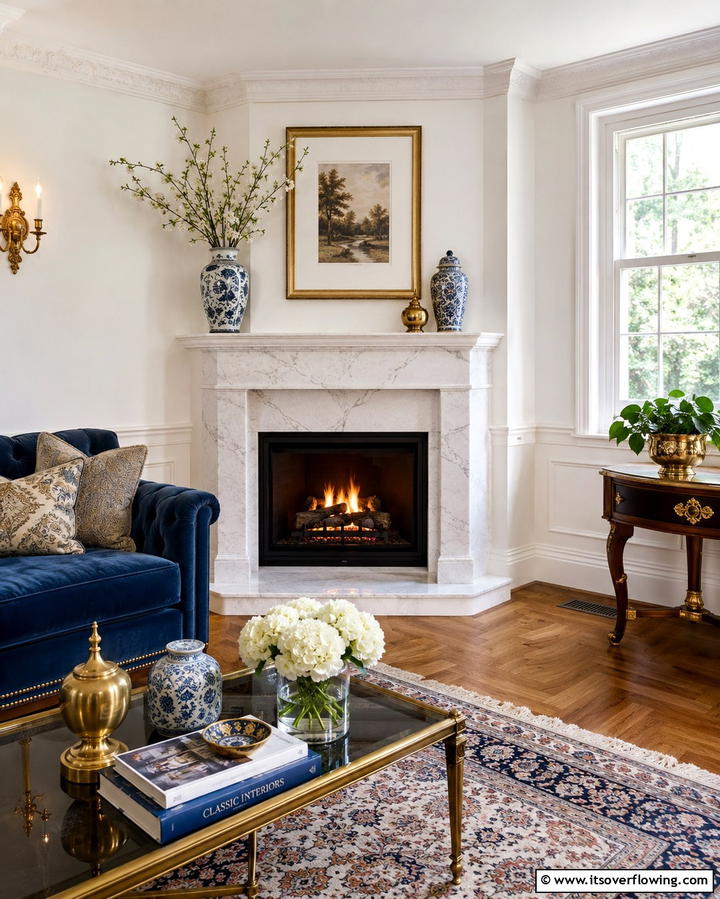 Corner Gas Fireplace with a Mantel - 25 Cozy Corner Gas Fireplace Ideas for Your Home