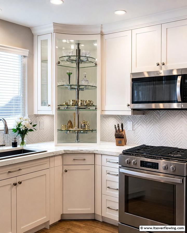 Corner Glass Cabinets - 20 Modern Style Glass Kitchen Cabinets for a Sleek Look