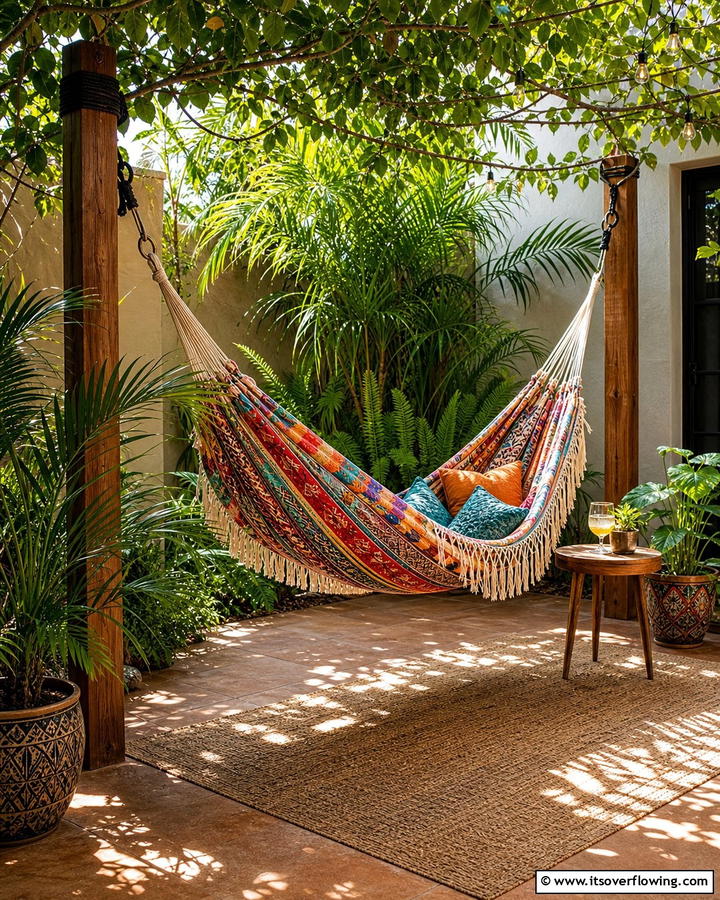 Corner Hammock Retreat - 20 Creative Corner Patio Ideas for Small Outdoor Spaces