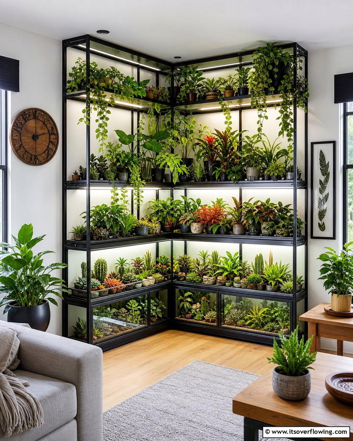 Corner Indoor Greenhouse - 20 Indoor Greenhouse Ideas for Plant Lovers