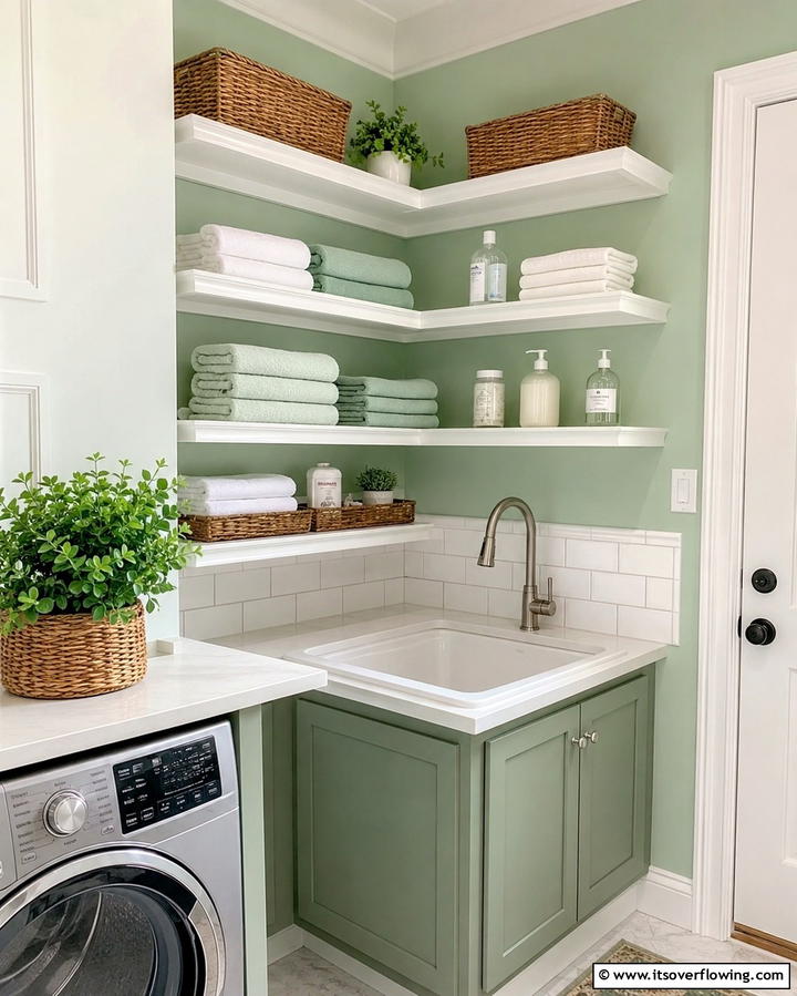 Corner Laundry Room Shelves - 30 Laundry Room Shelf Ideas- Maximize Storage & Efficiency