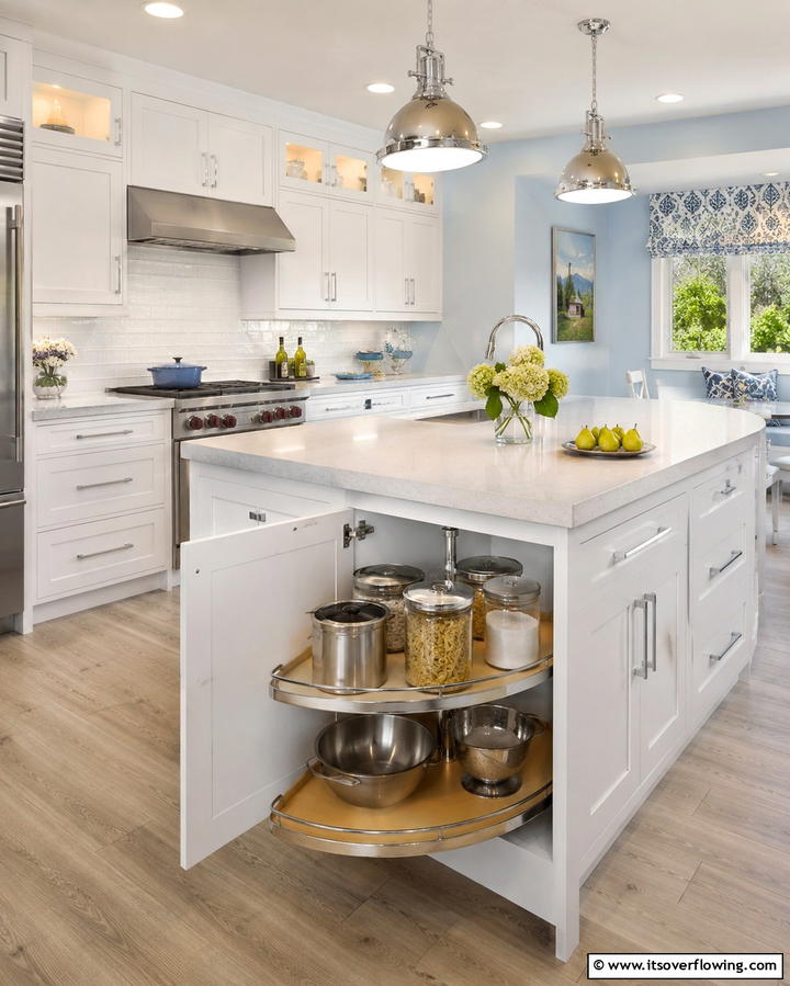 Corner Lazy Susan Storage - 25 Smart Kitchen Island Storage Ideas for Organized Kitchens