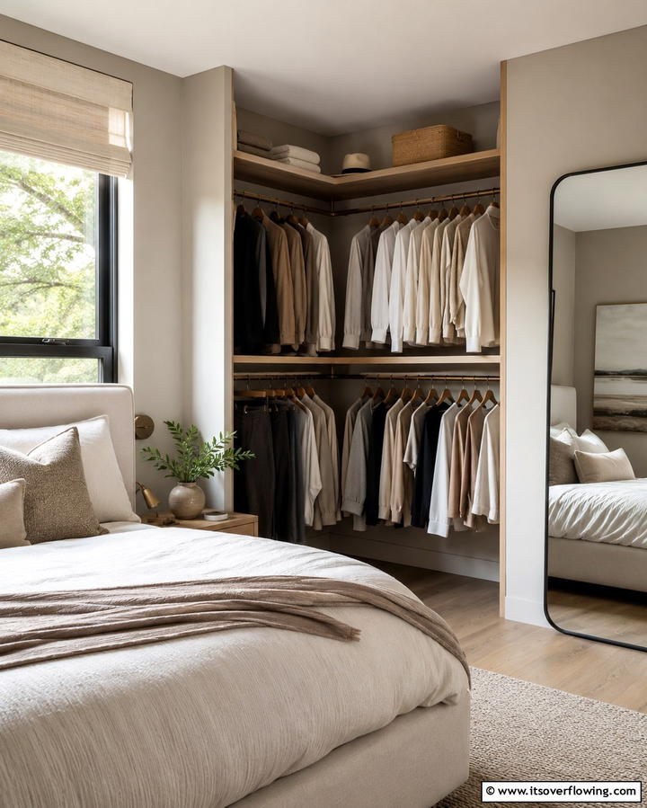 Corner Open Closet Design - 25 Open Closet Ideas to Maximize Your Space
