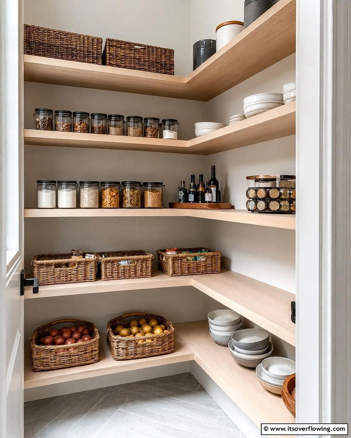 Corner Shelves for Maximum Space Utilization - 25 Pantry Shelving Ideas for Organized Kitchens
