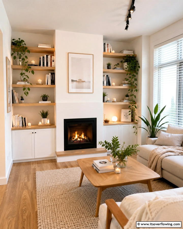Corner Shelves for Small Spaces - 30 Fireplace with Bookshelves Ideas for Cozy Literary Nooks