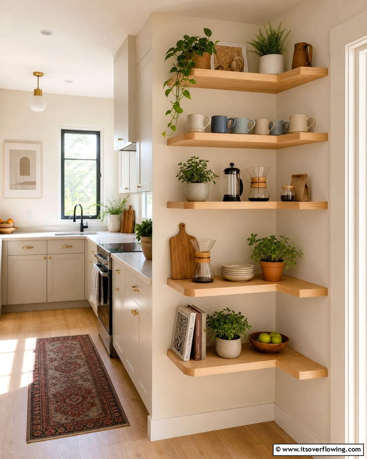Corner Shelves for Small Spaces - 25 Open Shelving Kitchen Ideas for a Modern Look