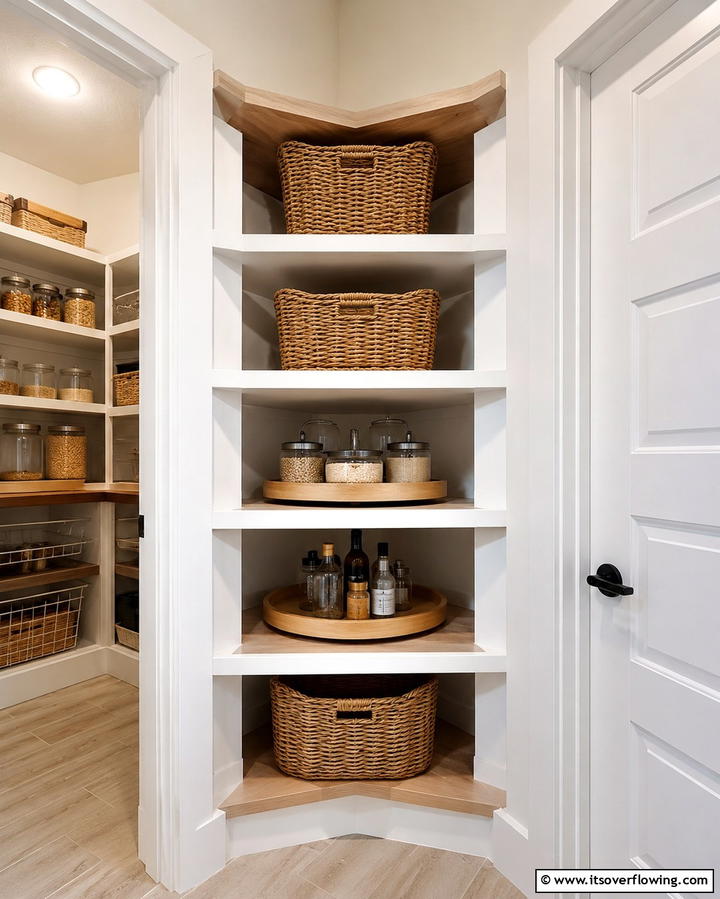 Corner Shelves to Maximize Odd Spaces - 25 Pantry Shelving Ideas for Organized Kitchens