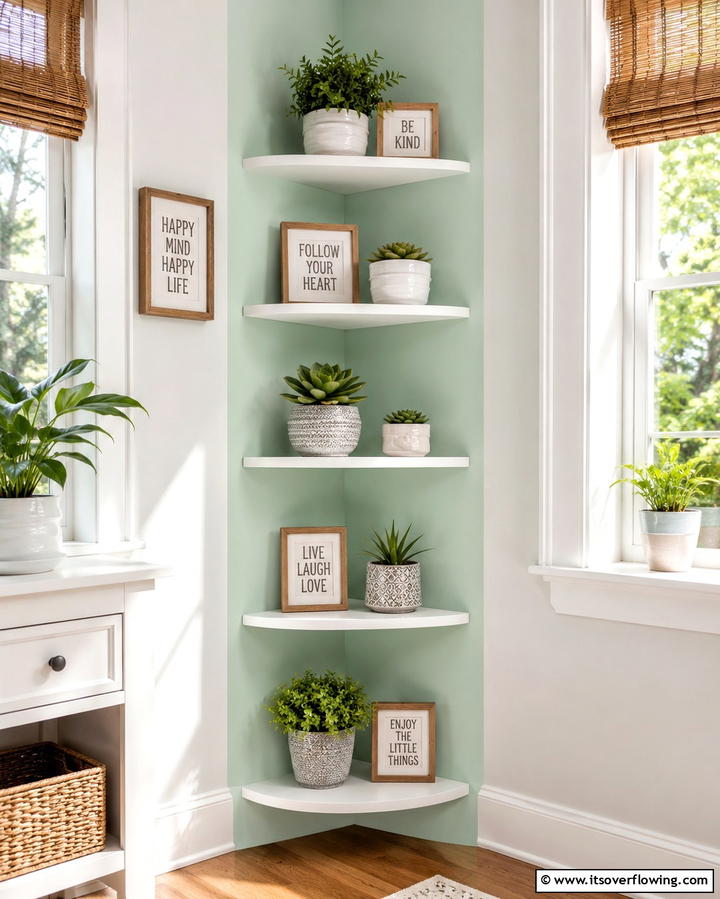 Corner Shelves to Maximize SpaceOne - 30 Living Room Shelf Ideas for Stylish Storage Solutions
