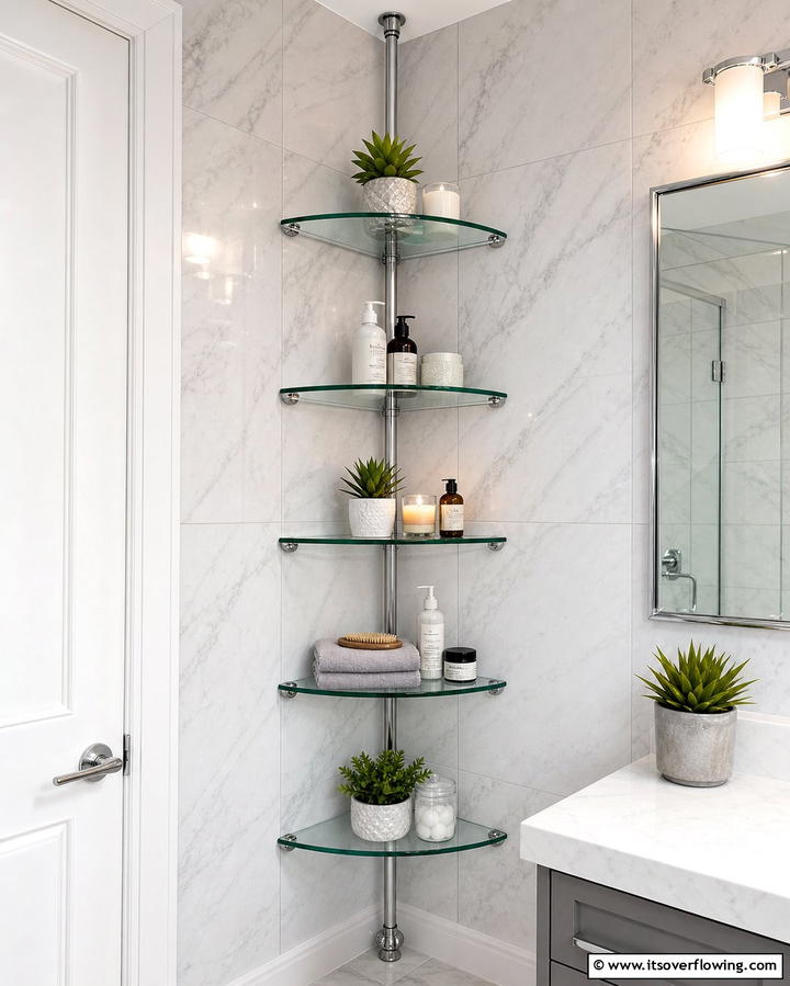 Corner Shelving Units - 25 Bathroom Shelf Ideas for Organized and Stylish Storage
