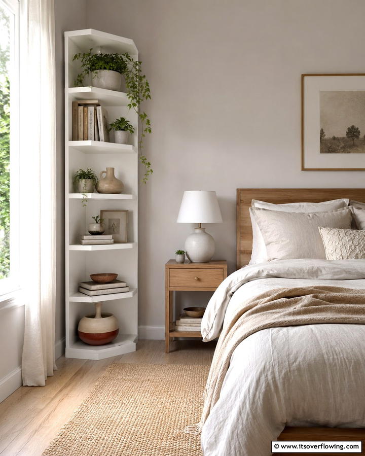 Corner Shelving Units - 25 Smart Bedroom Storage Ideas to Declutter Your Space