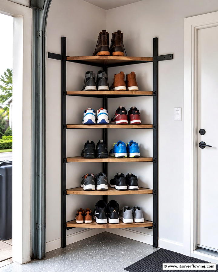 Corner Shoe Racks - 25 Smart Garage Shoe Storage Ideas for Organization
