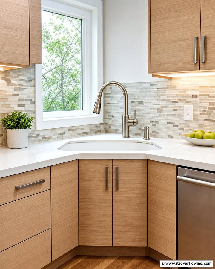 Corner Sink with Built In Soap Dispenser - 25 Clever Corner Kitchen Sink Ideas for Small Spaces