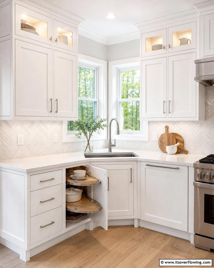 Corner Sink with Custom Cabinetry - 25 Clever Corner Kitchen Sink Ideas for Small Spaces