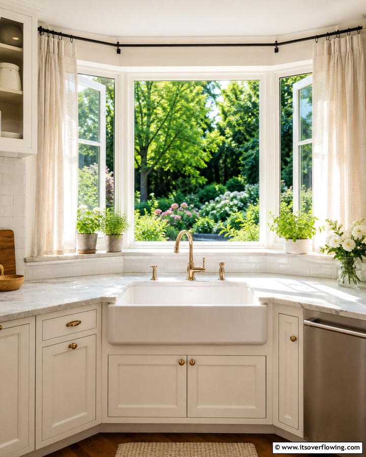 Corner Sink with Window View - 25 Clever Corner Kitchen Sink Ideas for Small Spaces