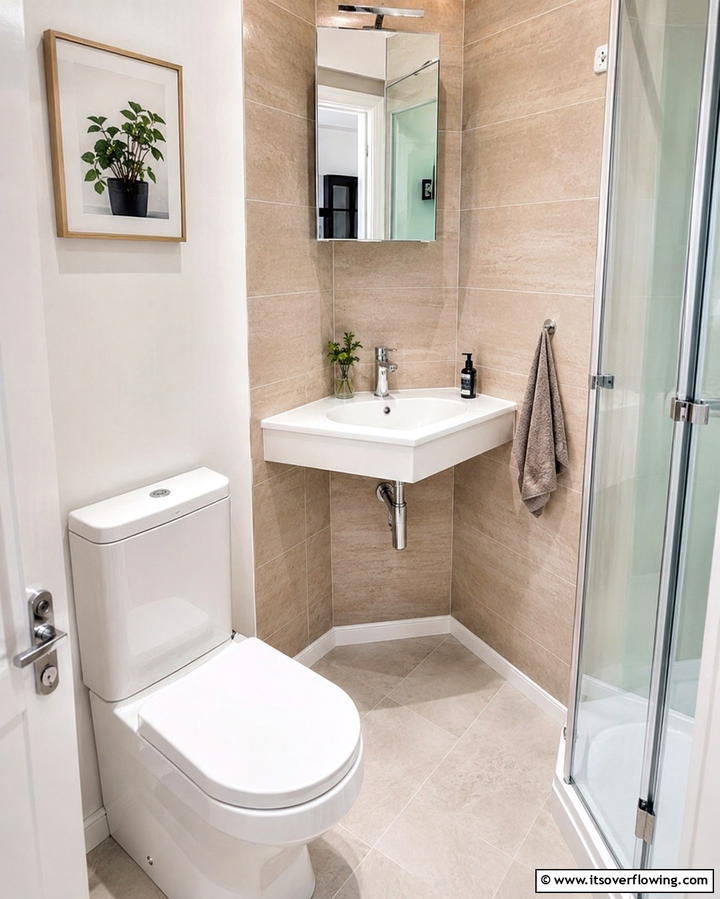 Corner Sinks to Utilize Tight Spaces - 20 Small Bathroom Sink Ideas for a Functional and Stylish Space