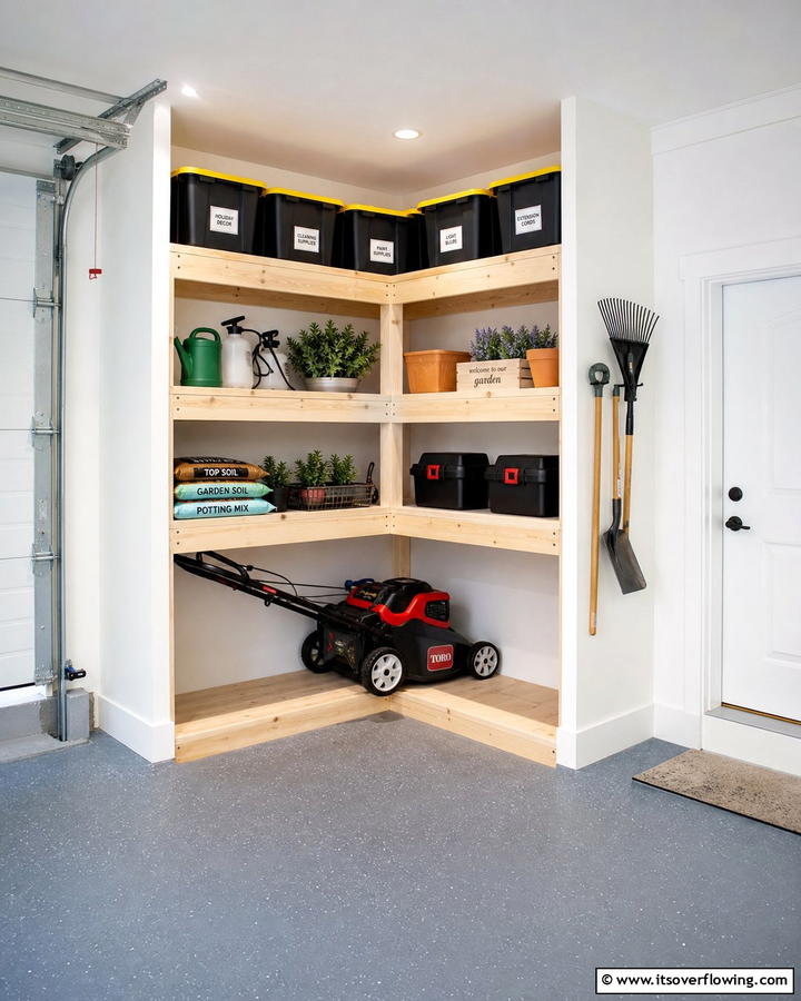 Corner Storage Units - 20 Smart Lawn Mower Storage Ideas for Your Garden
