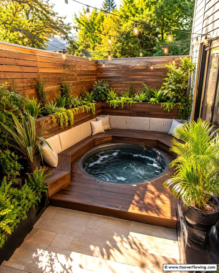 Corner Sunken Hot Tub - 20 Sunken Hot Tub Ideas for Relaxing Outdoor Spaces