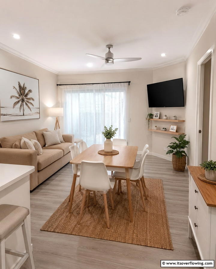 Corner TV Placement - 20 Small Living Room Ideas With TV and Dining Table