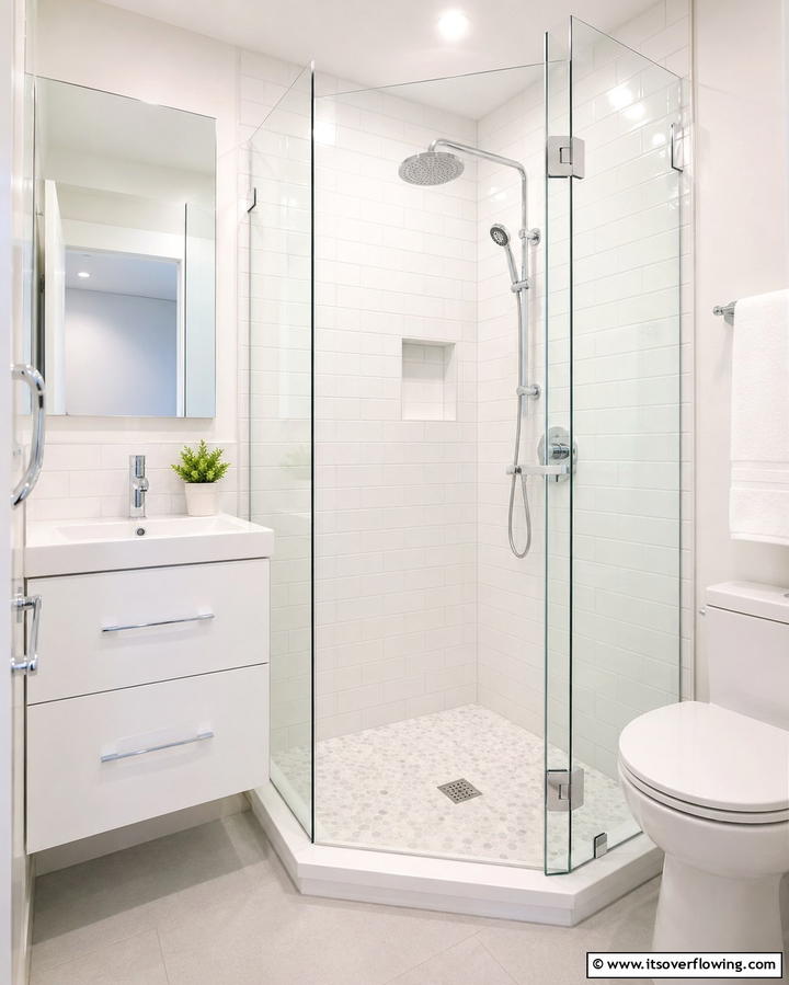 Corner Walk In Shower - 25 Small Bathroom Walk-in Shower Ideas for Modern Homes