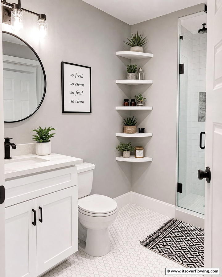 Corner Wall Shelves - 20 Bathroom Wall Storage Ideas for Organization