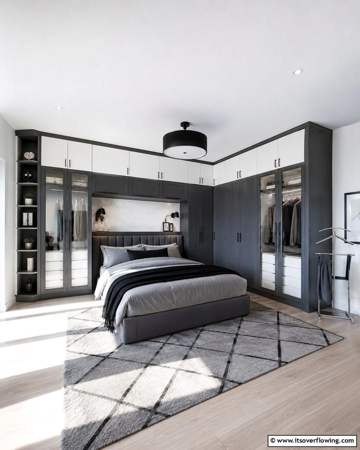 Corner Wardrobe Integration - 30 Space-Saving Built-In Wardrobe Ideas Around Your Bed