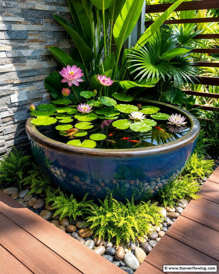 Corner Water Garden - 20 Creative Corner Patio Ideas for Small Outdoor Spaces