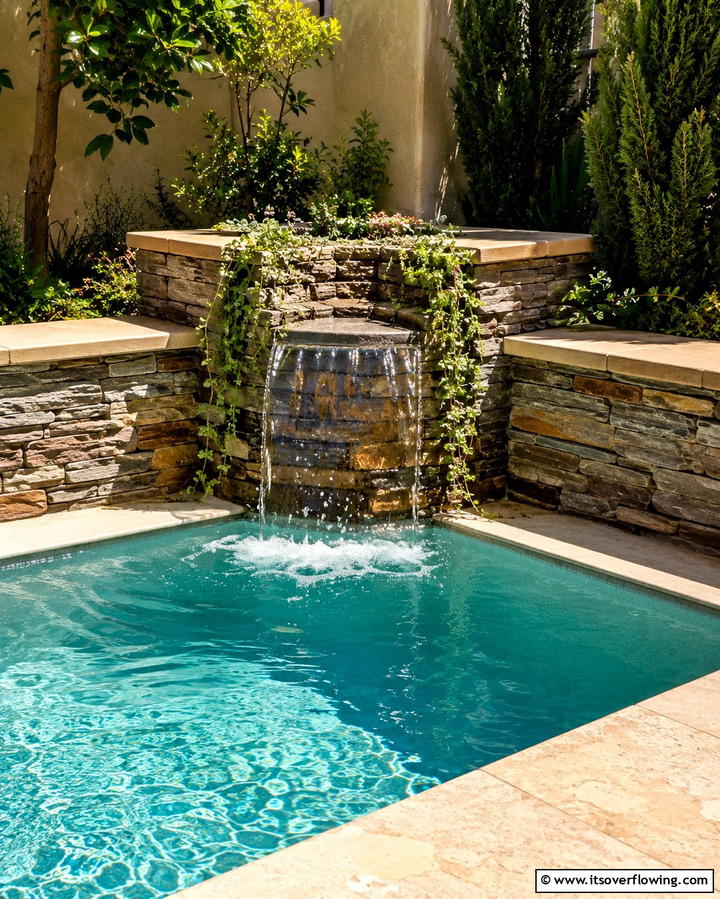 Corner Waterfall Feature - 25 Small Pool Waterfall Ideas for Your Backyard