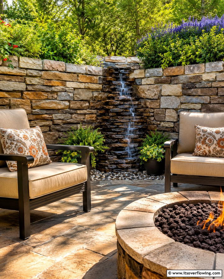 Corner Waterfall Feature - 25 Pondless Waterfall Design Ideas for a Serene Backyard