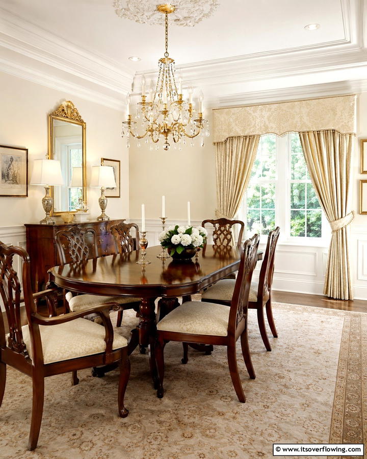 Cornices for Structural Elegance - 25 Dining Room Window Treatments for Elegant Spaces