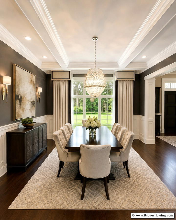 Cornices for a Structured Finish - 25 Dining Room Window Treatments for Elegant Spaces