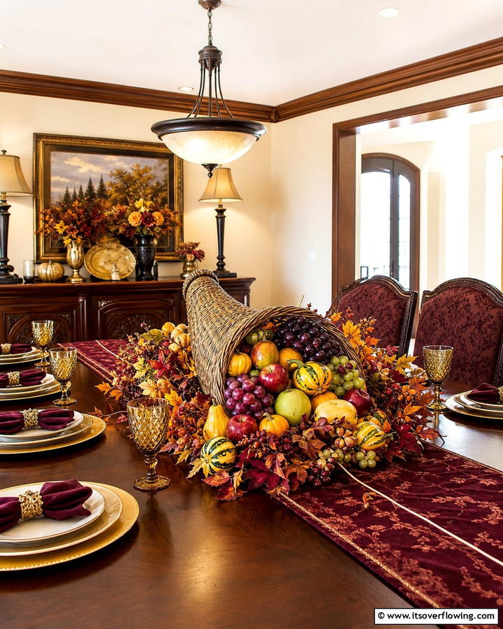 Cornucopia Centerpieces - 21 Charming Thanksgiving Decoration Ideas for a Festive Home
