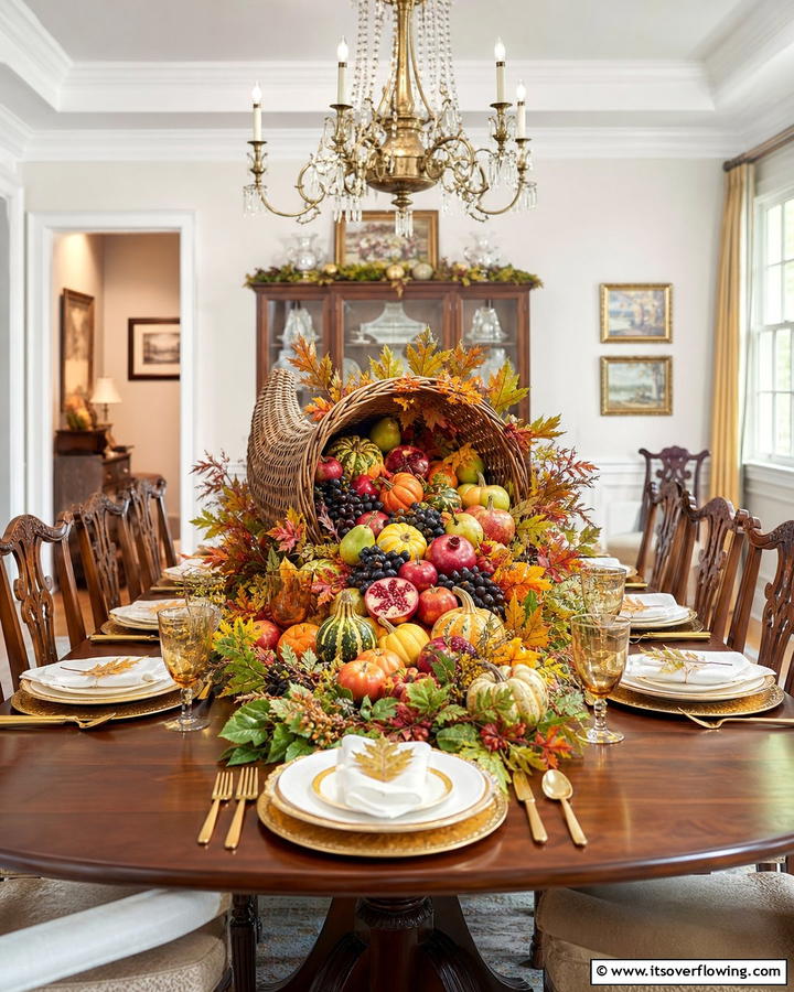 Cornucopia of Abundance - 21 Festive Thanksgiving Table Decor Ideas for Family Gatherings