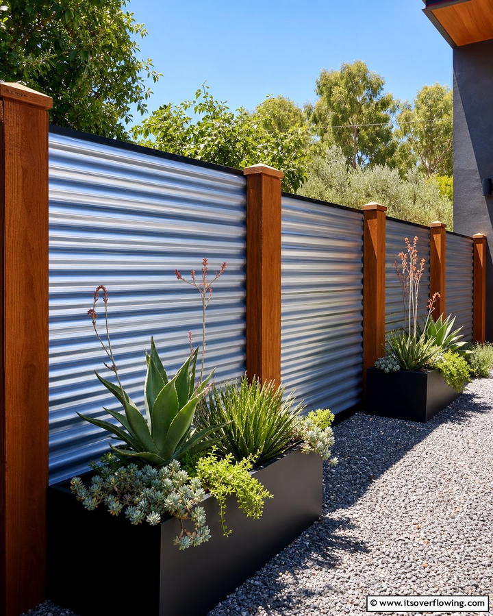 Corrugated Metal Fence - 25 Small Garden Fence Ideas for Your Outdoor Space
