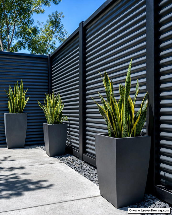 Corrugated Metal Fence for Modern Edginess - 25 Small Garden Fence Ideas for Your Outdoor Space