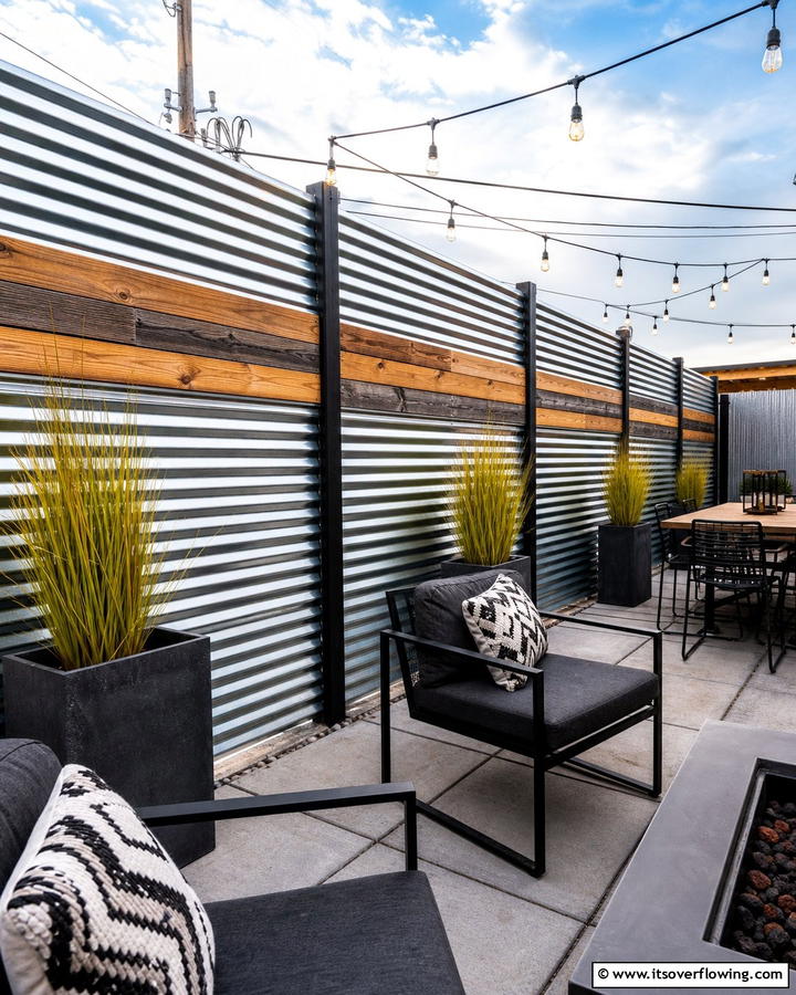 Corrugated Metal Privacy Wall - 20 Deck With Privacy Wall Ideas for Cozy Spaces