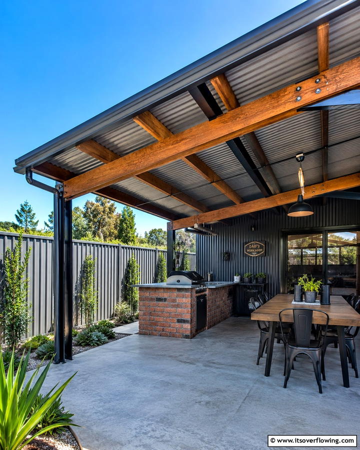 Corrugated Metal Roof for Industrial Appeal - 25 Pergola Roof Ideas to Enhance Your Outdoor Living Space