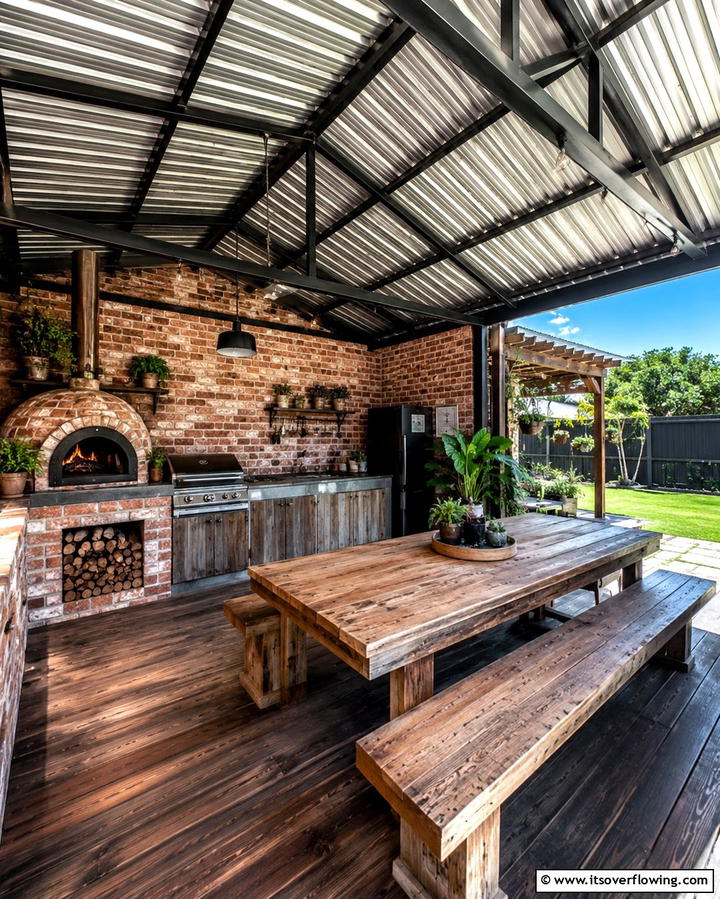 Corrugated Metal Roof for Industrial Style - 30 Partially Covered Deck Ideas for Flexible Outdoor Living