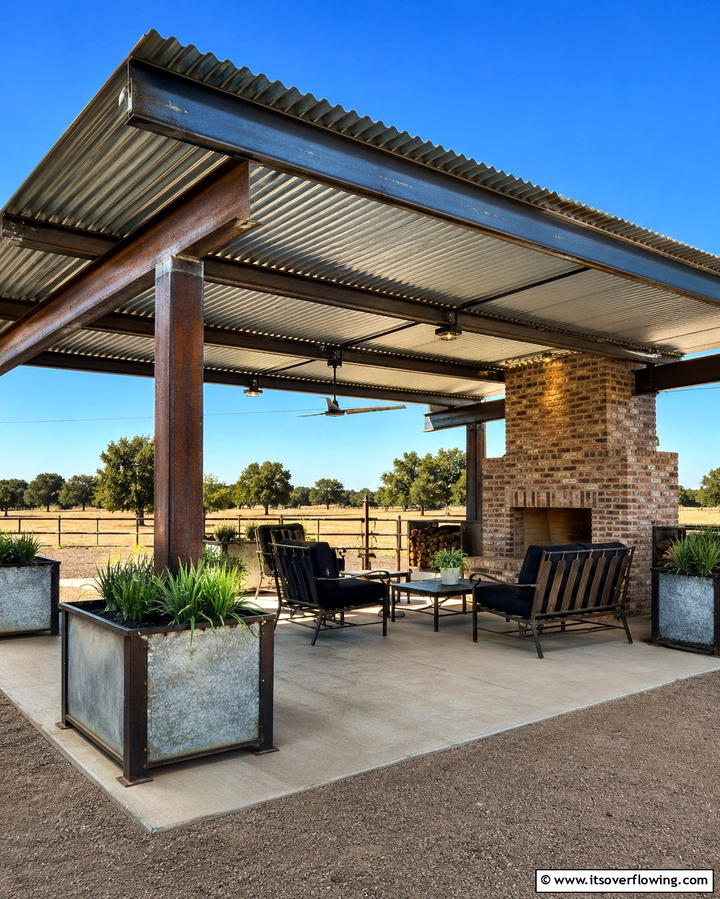 Corrugated Metal Sheets - 25 Pergola Cover Ideas for Stylish Outdoor Living Spaces