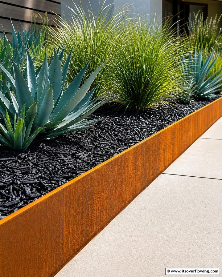 Corten Steel Edging for Mulch Beds - 20 Mulch Edging Ideas to Define and Beautify Your Garden Beds
