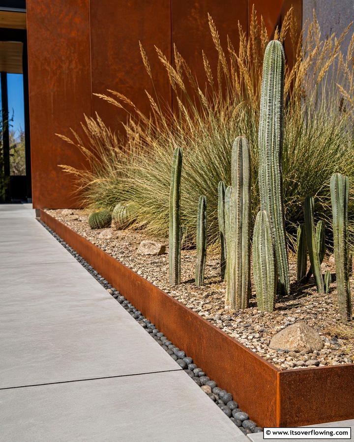 Corten Steel for a Weathered Finish - 25 Low Maintenance Garden Border Ideas for Easy Landscaping