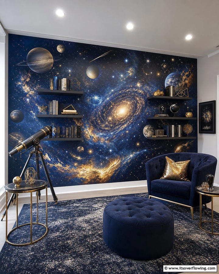 Cosmic Exploration Mural - 20 Library Murals to Inspire Your Next Home Project