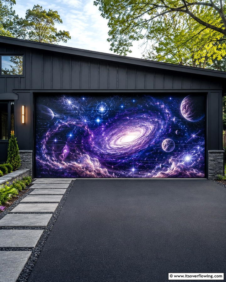 Cosmic Galaxy Exploration - 30 Garage Door Mural Ideas for Creative Curb Appeal