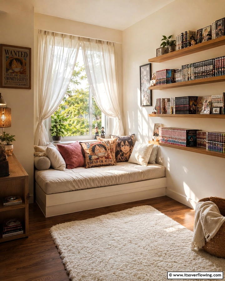 Cosy Anime Reading Nook - 30 Anime Room Ideas for Otaku-Inspired Spaces
