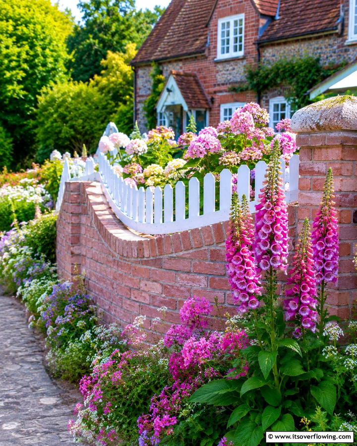 Cottage Charm Brick Fence - 30 Classic Brick Fence Ideas for Timeless Outdoor Security & Charm