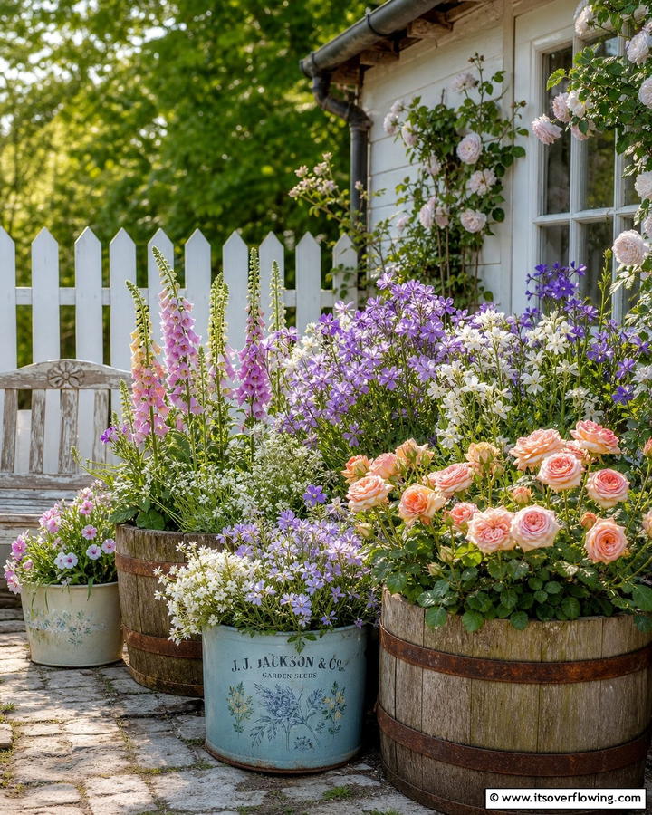 Cottage Charm Container Garden - 21 Container Garden Ideas for Flexible Planting Solutions