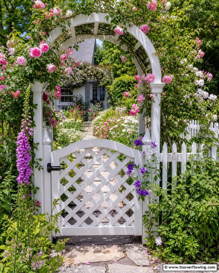 Cottage Charm with Lattice - 30 Garden Gate Ideas- Charming Entrances & DIY Projects