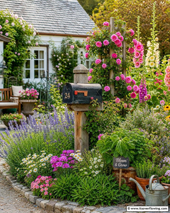 Cottage Garden Charm - 30 Creative Mailbox Landscaping Ideas for Curb Appeal
