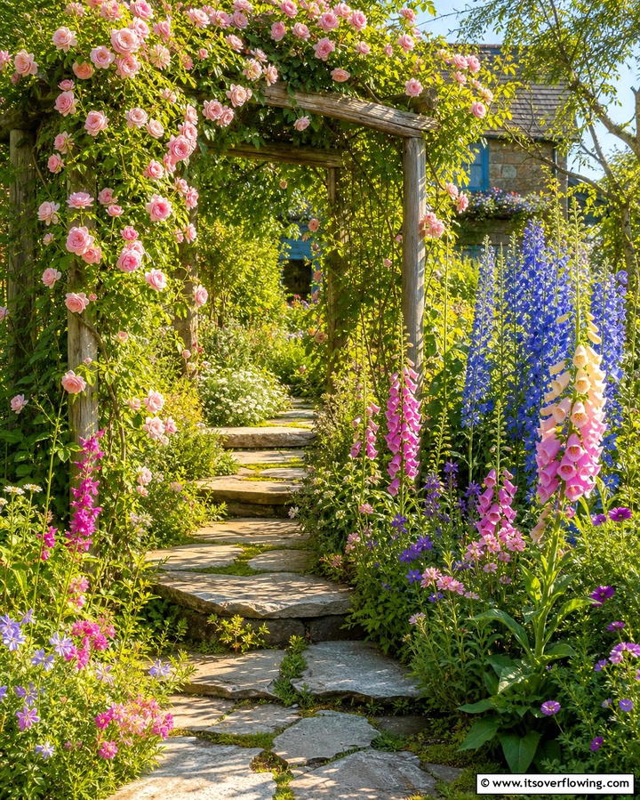 Cottage Garden Charm - 25 Flagstone Steps Ideas for Your Outdoor Pathway
