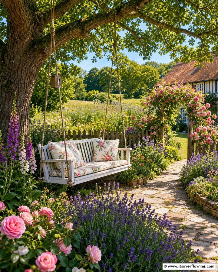 Cottage Garden Swing - 21 Cottage Garden Ideas Full of Whimsical Blooms